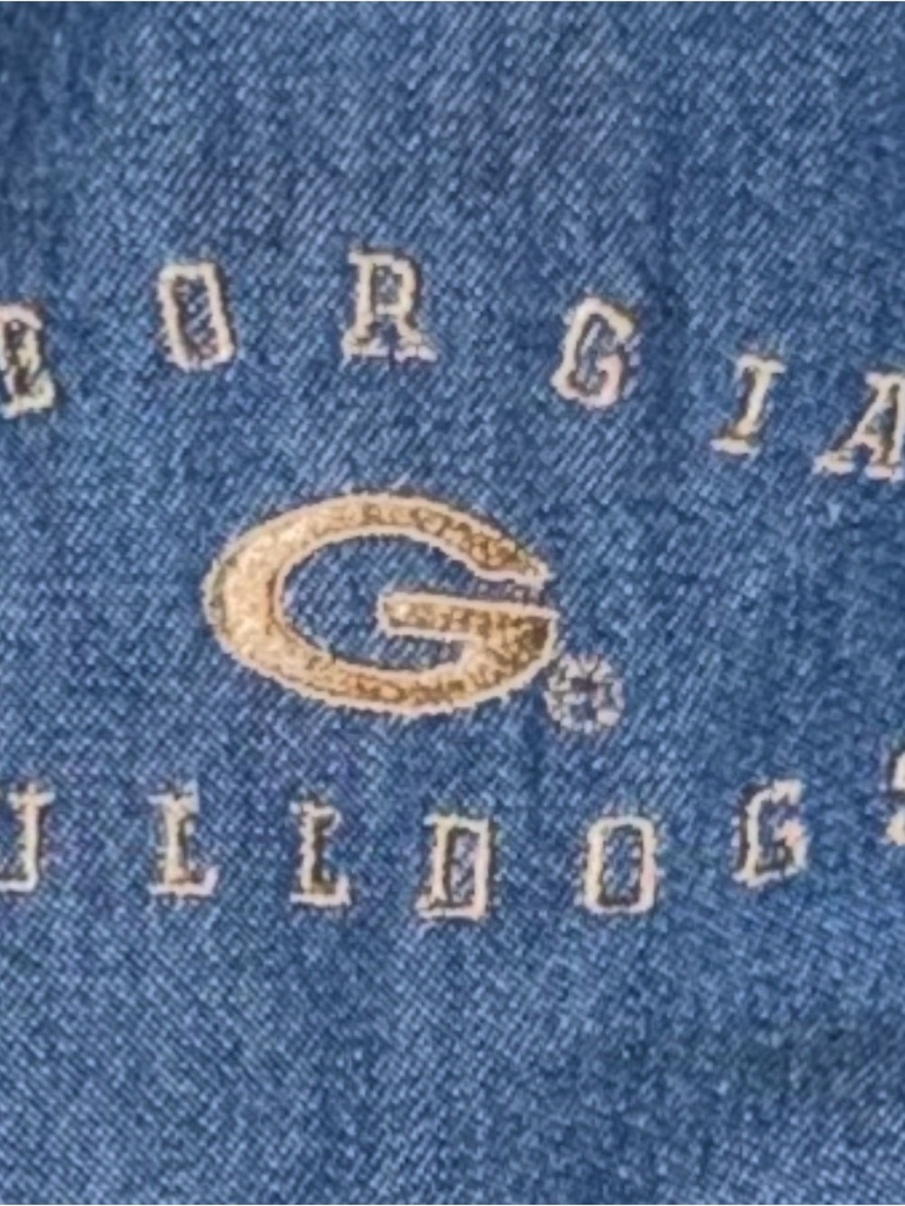 Vintage Style Georgia Bulldogs Denim Chambray Button Down Shirt XL Oversized